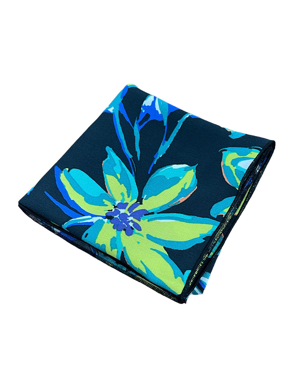 Bright Chartreuse Floral Square Hair & Neck Scarf