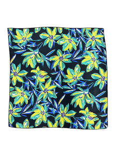 Bright Chartreuse Floral Square Hair & Neck Scarf