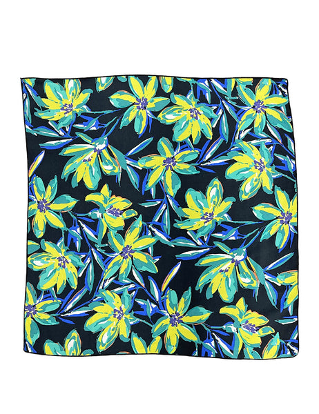 Bright Chartreuse Floral Square Hair & Neck Scarf
