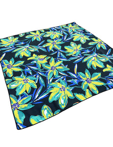 Bright Chartreuse Floral Square Hair & Neck Scarf