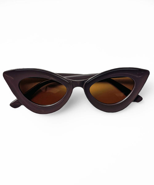 Chocolate Brown Funky 50s Cat Eye Retro Sunglasses