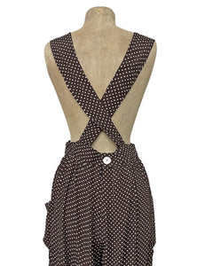 Chocolate Brown Polka Dot 1940s Rosie Bib Overalls