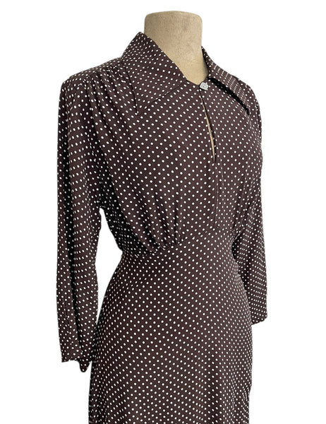 Chocolate Brown Polka Dot Long Sleeve Eleanor Dress