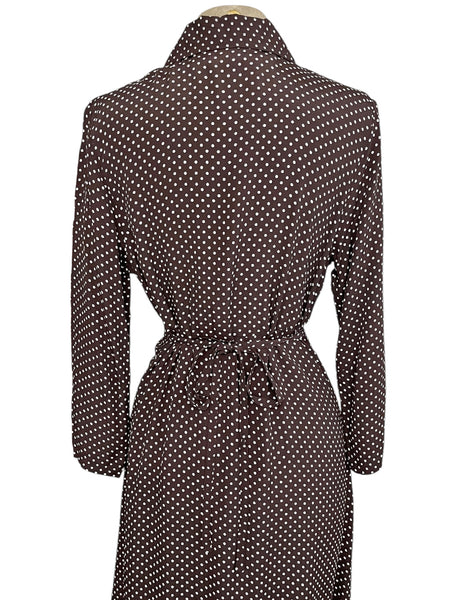 Chocolate Brown Polka Dot Long Sleeve Eleanor Dress