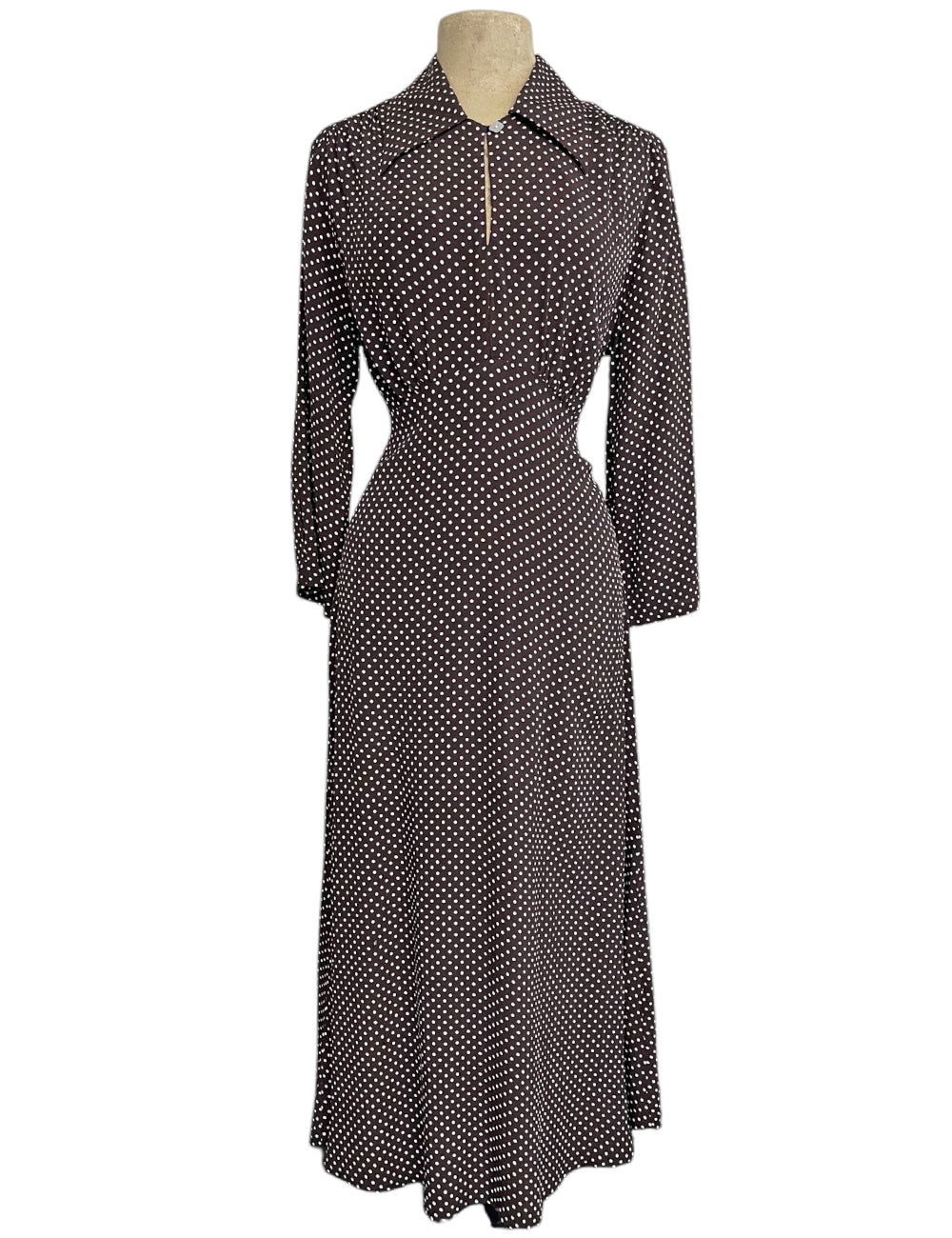 Chocolate Brown Polka Dot Long Sleeve Eleanor Dress