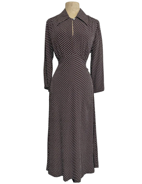 Chocolate Brown Polka Dot Long Sleeve Eleanor Dress