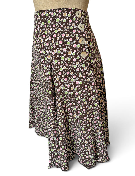Brown Mid Century Dot Venice Beach Swing Skirt
