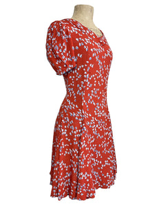 Cinnamon Bluebell Floral 1930s Style Venice Beach Swing Dress