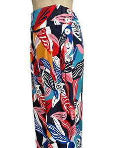 Colorful Tropical Leaves 1940s High Waisted Palazzo Pants