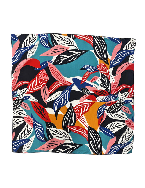 Colorful Tropical Leaves Square Hair & Neck Scarf