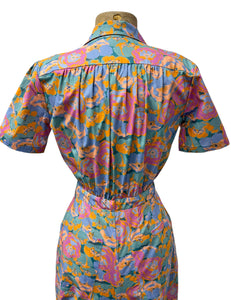 Scout for Loco Lindo Bright Floral Cotton Coveralls - Size Small