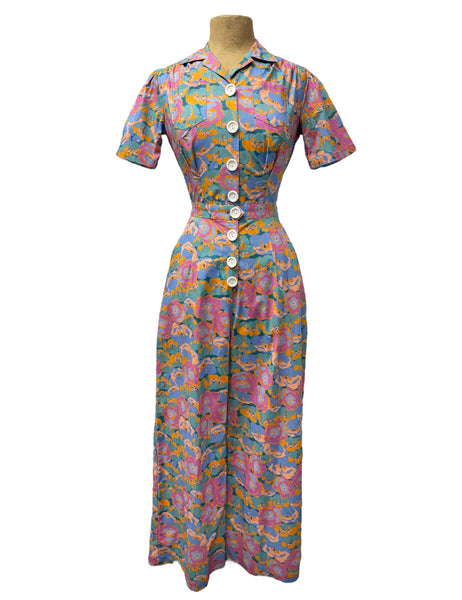 Scout for Loco Lindo Bright Floral Cotton Coveralls - Size Small