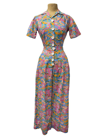 Scout for Loco Lindo Bright Floral Cotton Coveralls - Size Small