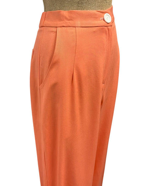 Scout Coral Cotton Twill 1940s High Waist Trail Trouser Pant