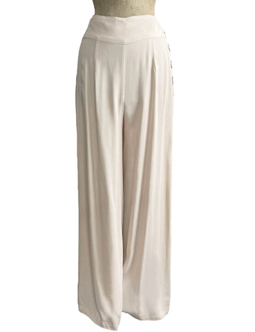 Cream 1940s Style High Waisted Palazzo Pants - Size 2X