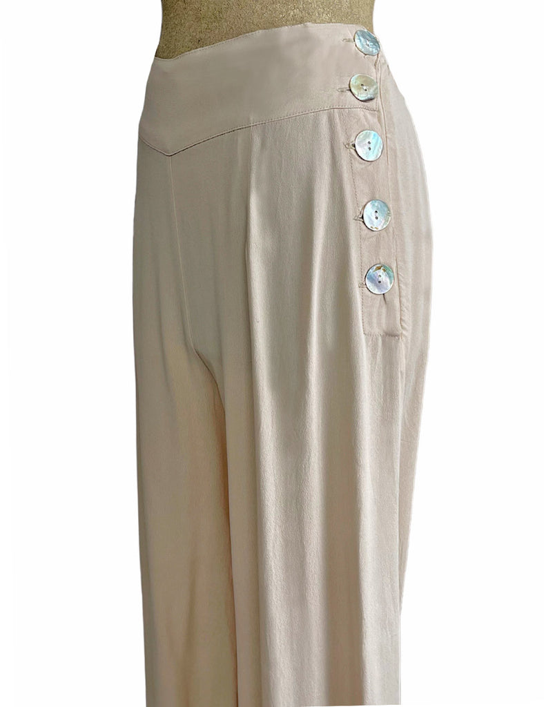 Cream 1940s Style High Waisted Palazzo Pants – Loco Lindo