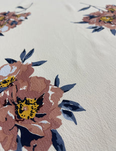 Cream Dogwood Floral Fabric - 3 & 2/3 yds