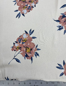 Cream Dogwood Floral Fabric - 3 & 2/3 yds