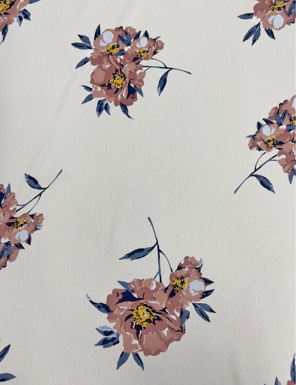 Cream Dogwood Floral Fabric - 3 & 2/3 yds