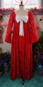 Priscilla 60's Bell Sleeve Lace Maxi Dress in Red