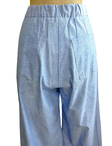 Scout for Loco Lindo -  Denim Blue Chambray 1940s High Waist Trail Trouser Pant