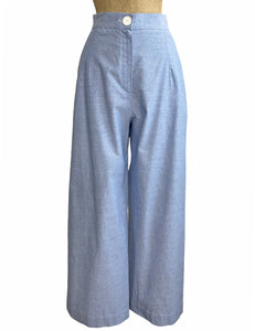 Scout for Loco Lindo -  Denim Blue Chambray 1940s High Waist Trail Trouser Pant