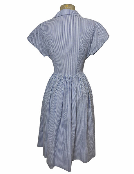 Scout for Loco Lindo 40s Style Denim Blue Seersucker Willow Dress