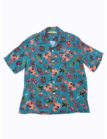 Doris Mayday for Loco Lindo - Teal Star of the Sea Men's Sonny Button Up Shirt