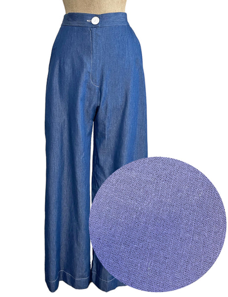 PREORDER - Scout Dusty Purple Cotton Linen 1940s Style Trouser Pant