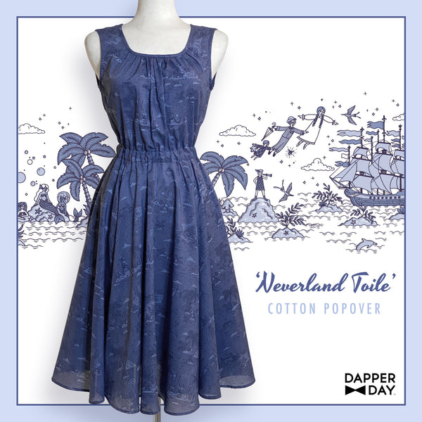 'Neverland Toile' Cotton Fabric (Blue) 3 Yards