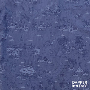 'Neverland Toile' Sharp Shirt in Blue Cotton - Final Sale