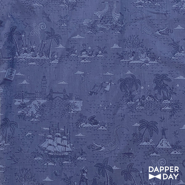 'Neverland Toile' Sharp Shirt in Blue Cotton - Final Sale