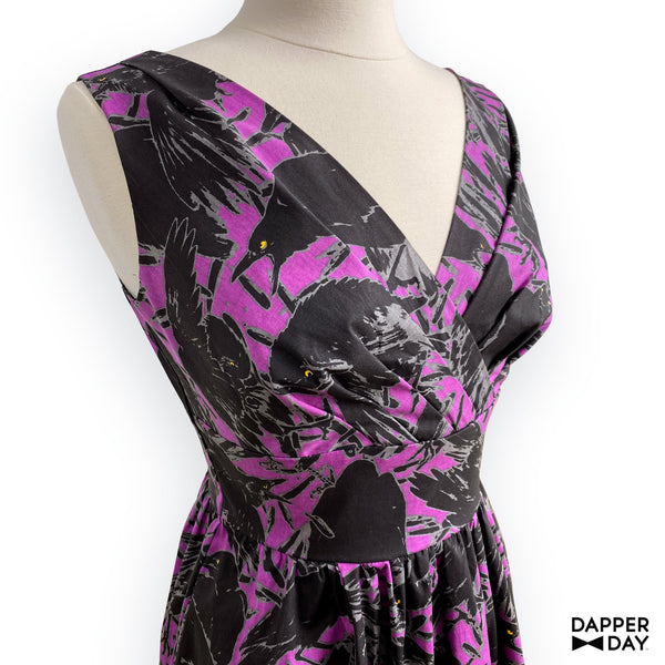 'Kyōsai Crows’ print Cotton Poplin Fabric