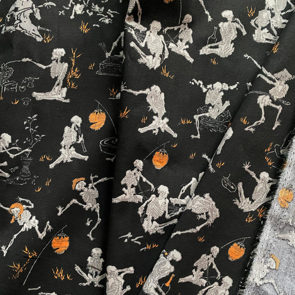 Kyōsai 'Skeletons' Cotton Poplin Fabric - 3 Yards