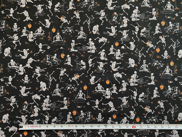 Kyōsai 'Skeletons' Cotton Poplin Fabric - 3 Yards