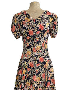 Fall Floral 1930s Style Venice Beach Swing Dress