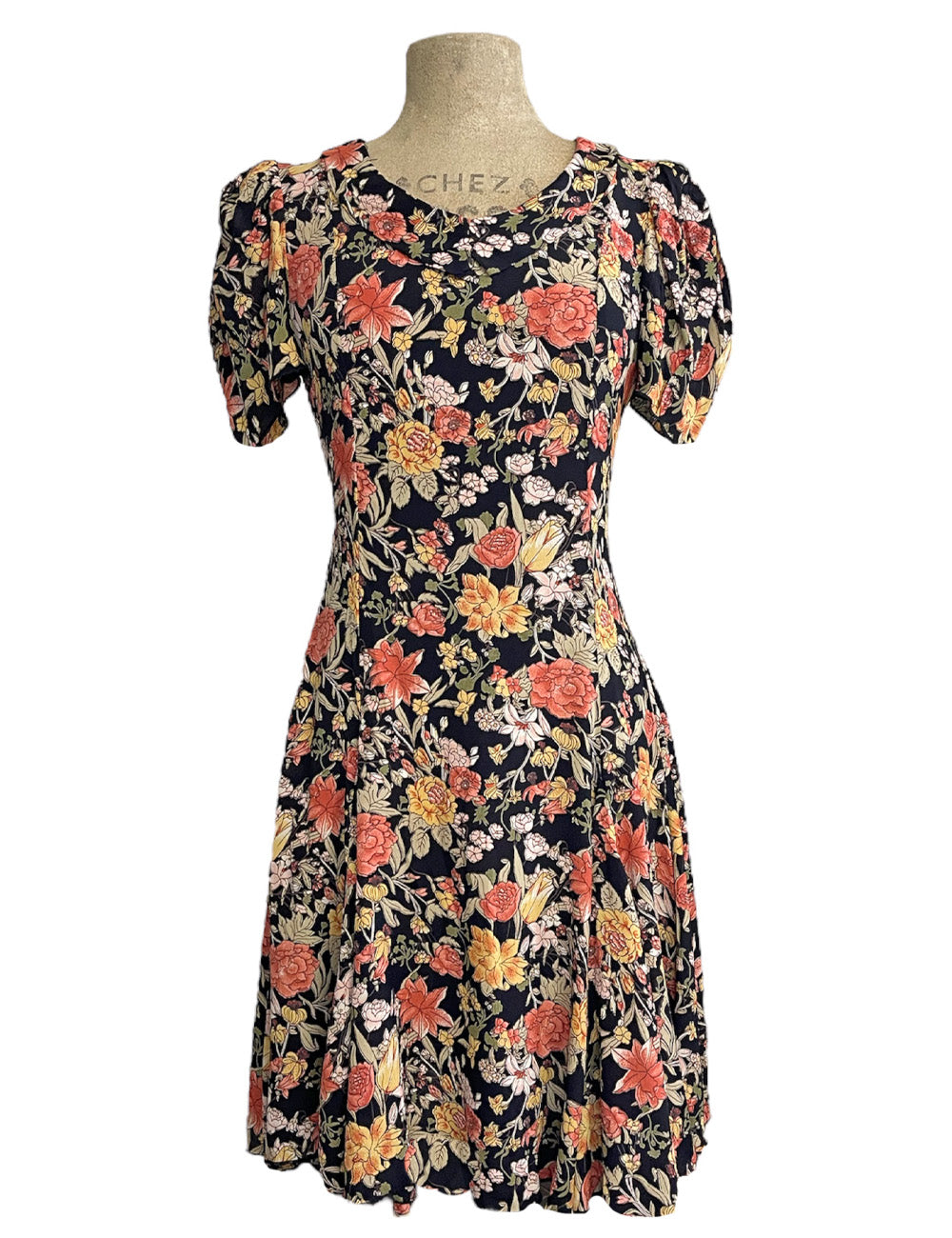 Fall Floral 1930s Style Venice Beach Swing Dress