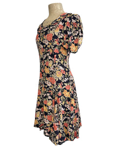 Fall Floral 1930s Style Venice Beach Swing Dress