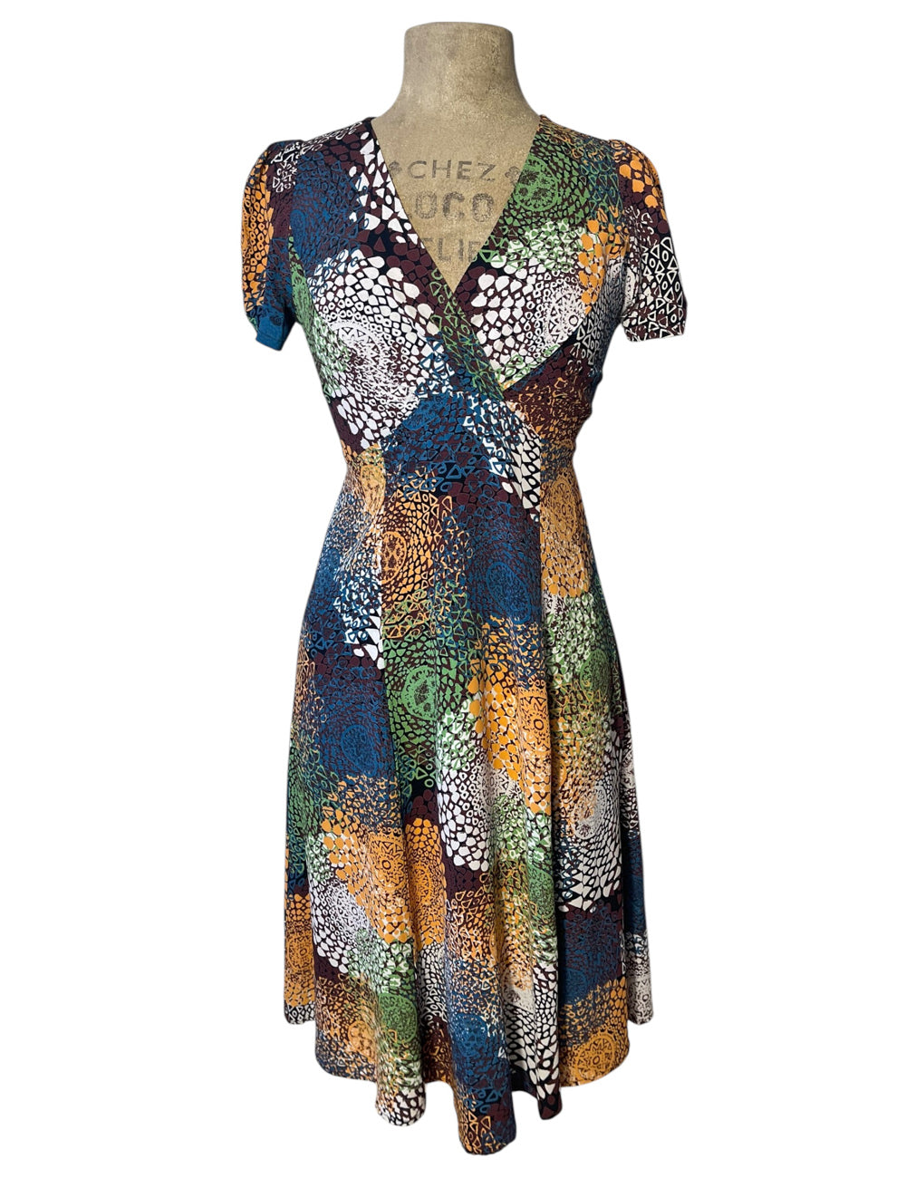 Brown Geometric Circles Retro Rita Dress