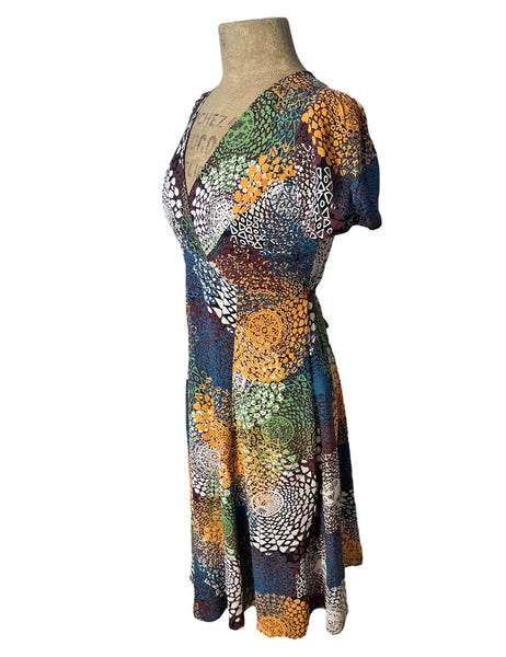 Brown Geometric Circles Retro Rita Dress