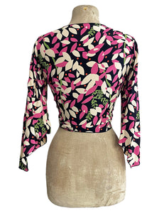 Falling Leaves Print Angel Wing Crop Tie Top