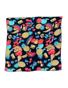 Black Farmer's Market Fruit Square Hair & Neck Scarf