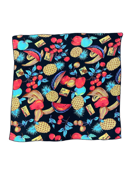Black Farmer's Market Fruit Square Hair & Neck Scarf
