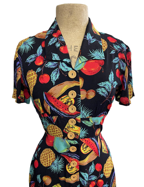 LIMITED RUN - Farmers Market Fruit Vintage Style Margie Button Dress