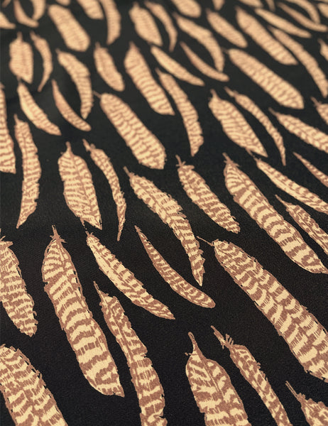 Fall Feathers Print Rayon Crepe Fabric - 2 & 2/3 yds