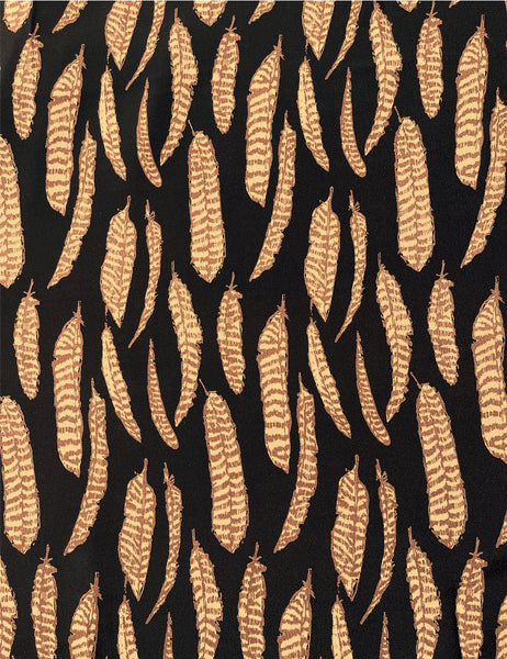 Fall Feathers Print Rayon Crepe Fabric - 2 & 2/3 yds