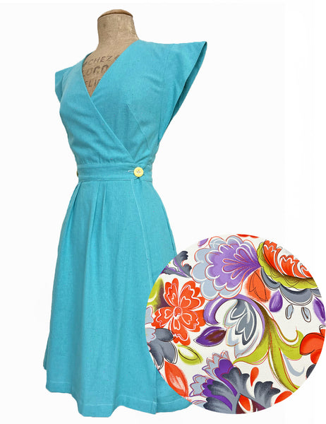 PREORDER - Scout 40s Art Nouveau Floral Garden Wrap Dress