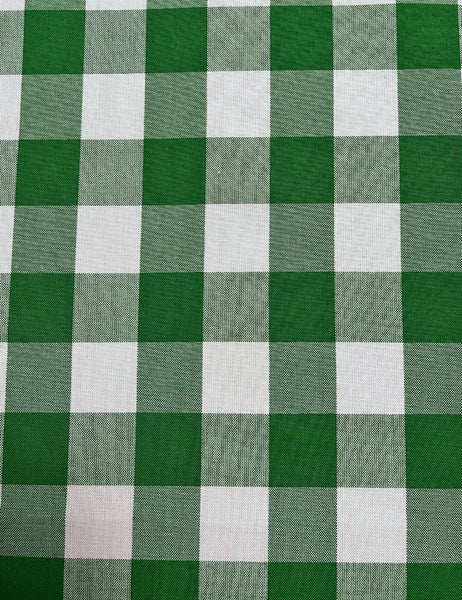 Green Cotton Gingham Scrap Fabric - 2 yds