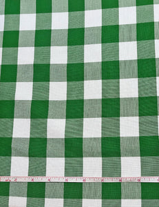 Green Cotton Gingham Scrap Fabric - 2 yds