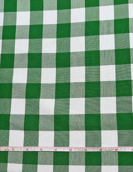Green Cotton Gingham Scrap Fabric - 2 yds